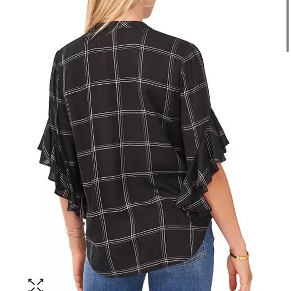 Vince Camuto
Women's Plaid Pintuck Flutter 3/4-Sleeve Henley Blouse - Picture 2 of 5